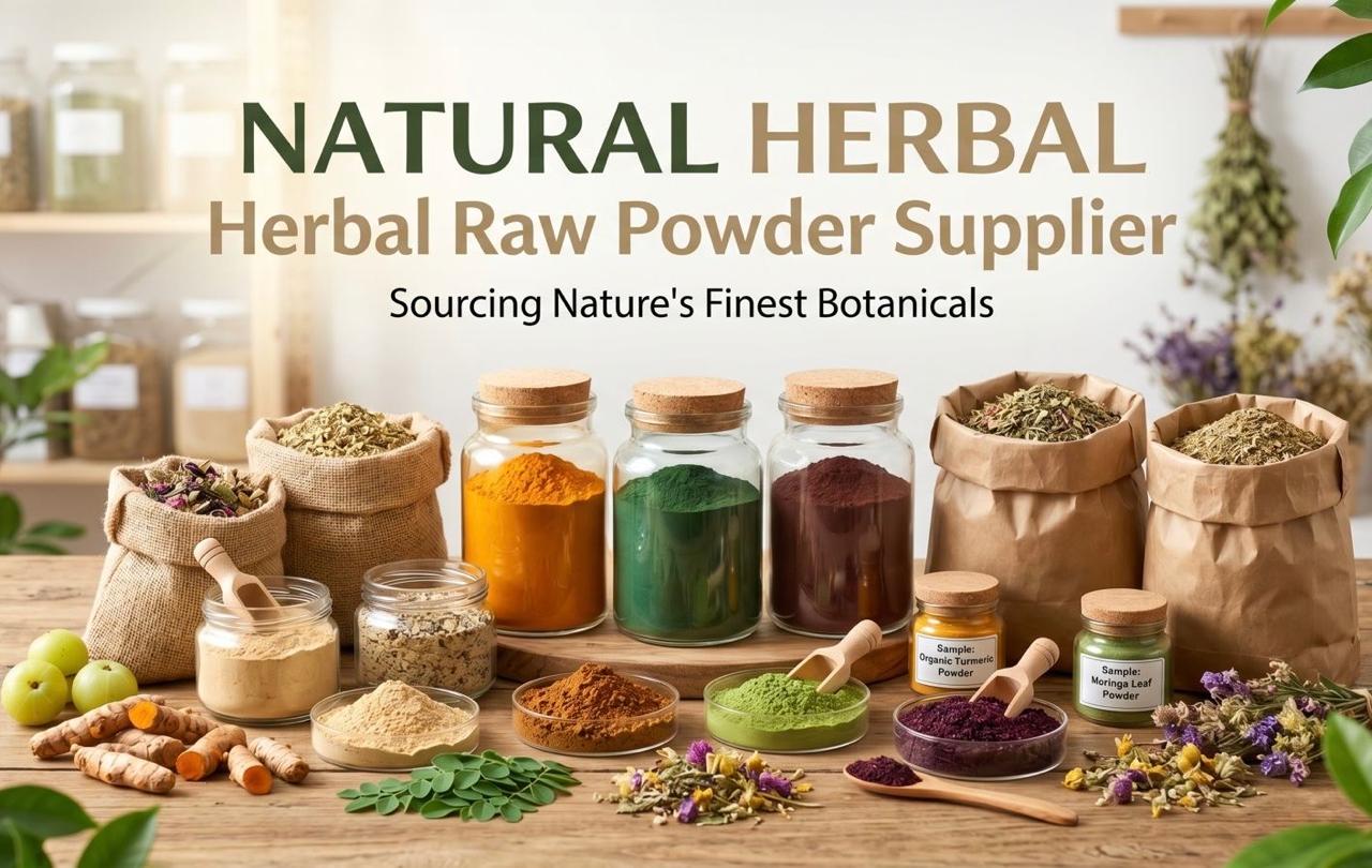 Bulk herbal raw powder packed for export by a trusted supplier in India