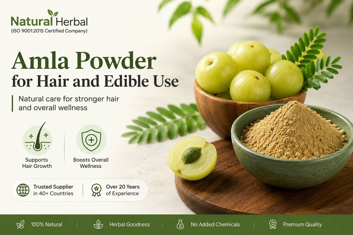 Herbal amla powder for hair care and edible use from Natural Herbal